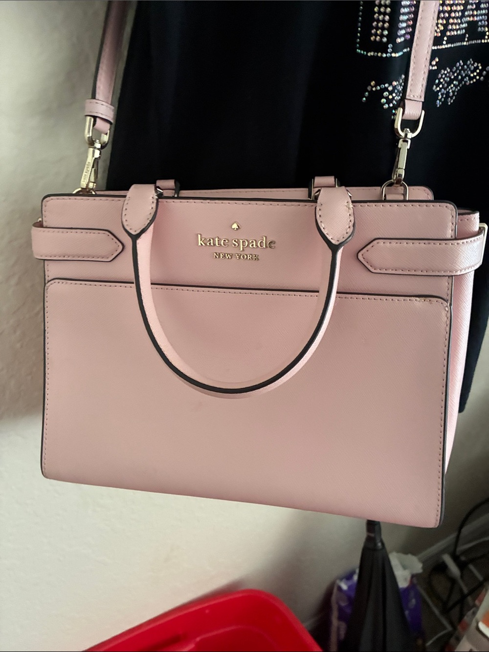 kate spade Pink Leather Double-Handle Satchel with matching wallet